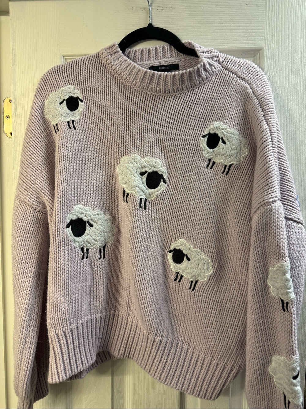 Forever 21 Lilac Crewneck Sweater with Sheep Appliqués